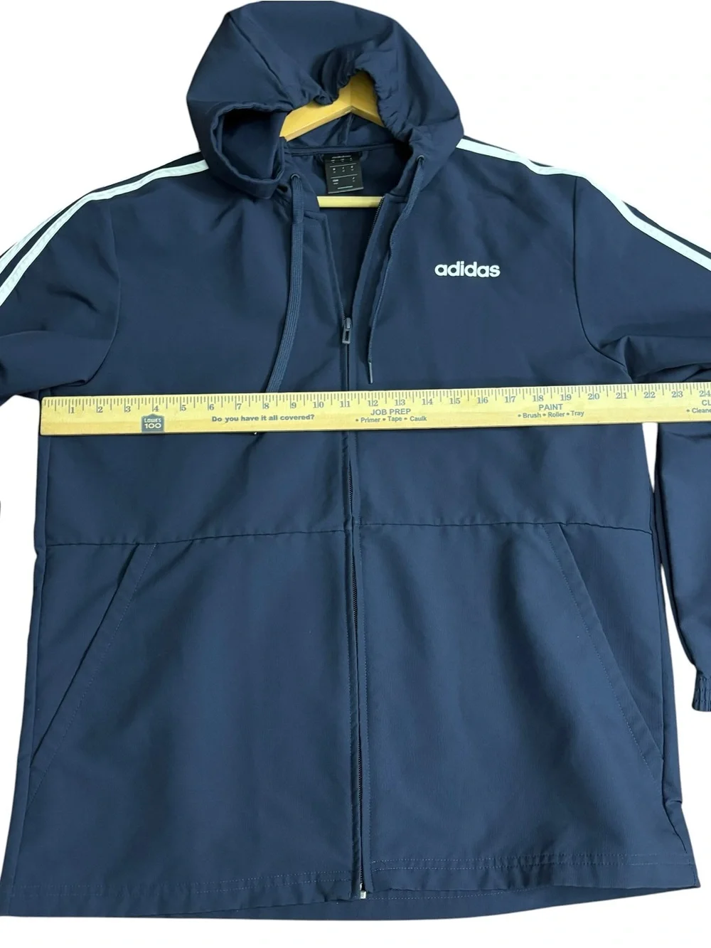 Adidas Essentials 3-Stripes Hooded Windbreaker Track Jacket Men’s Navy Blue - M